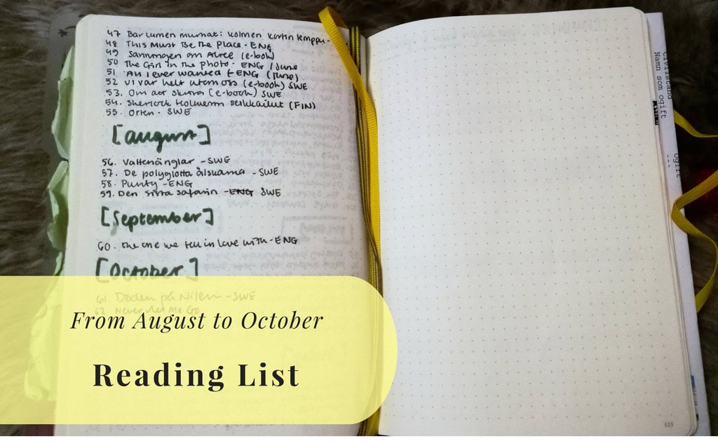 Book list from August to October 2017